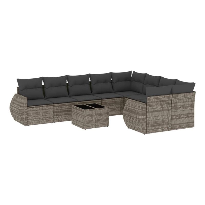 Afuera Living Contemporary 10 Piece Poly Rattan Sofa Set in Gray