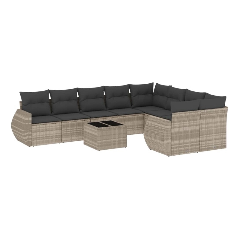 Afuera Living Contemporary 10 Piece Poly Rattan Large Sofa Set in Gray