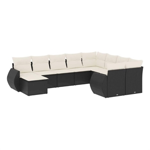 Afuera Living Contemporary 10 Piece Poly Rattan Sofa Set in Black