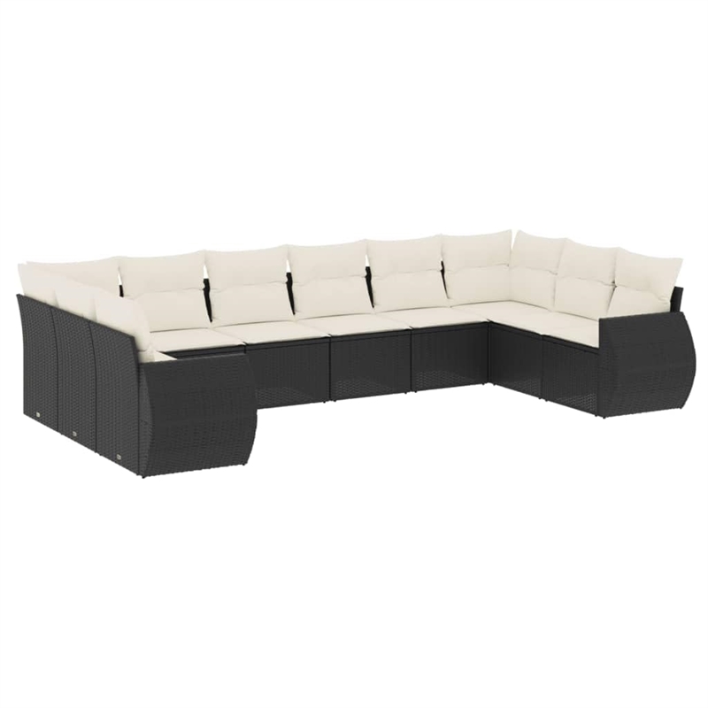 Afuera Living Contemporary 10 Piece Poly Rattan Large Sofa Set in Black
