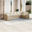 Afuera Living Contemporary 10 Piece Poly Rattan Sofa Set in Cream/Beige