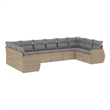 Afuera Living Contemporary 10 Piece Poly Rattan Sofa Set in Gray/Beige