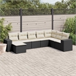 Afuera Living Contemporary Synthetic Poly Rattan 8 Piece Sofa Set in Black