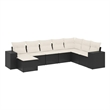 Afuera Living Contemporary Synthetic Poly Rattan 8 Piece Sofa Set in Black