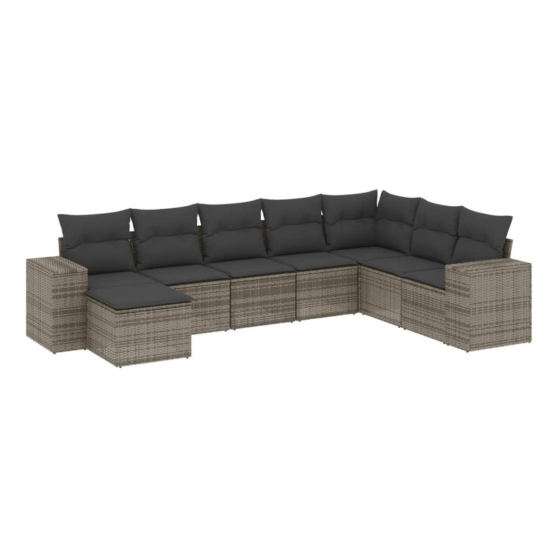 Afuera Living Contemporary 8 Piece Poly Rattan Sofa Set in Gray