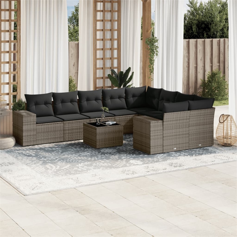Afuera Living Contemporary Synthetic Poly Rattan  Sofa Set in Gray