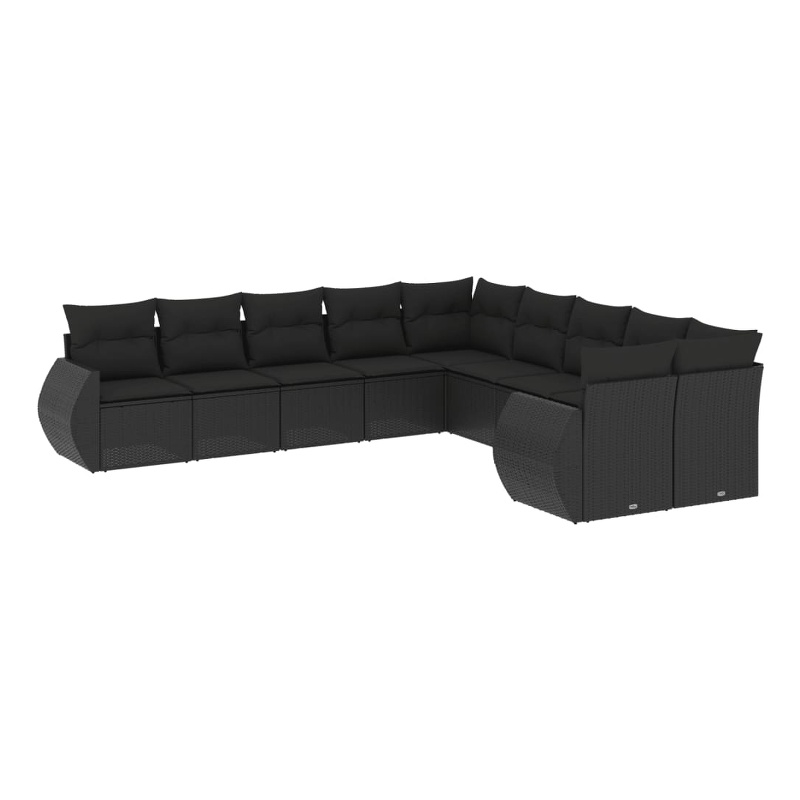 Afuera Living Contemporary 10 Piece Poly Rattan Sofa Set in Black