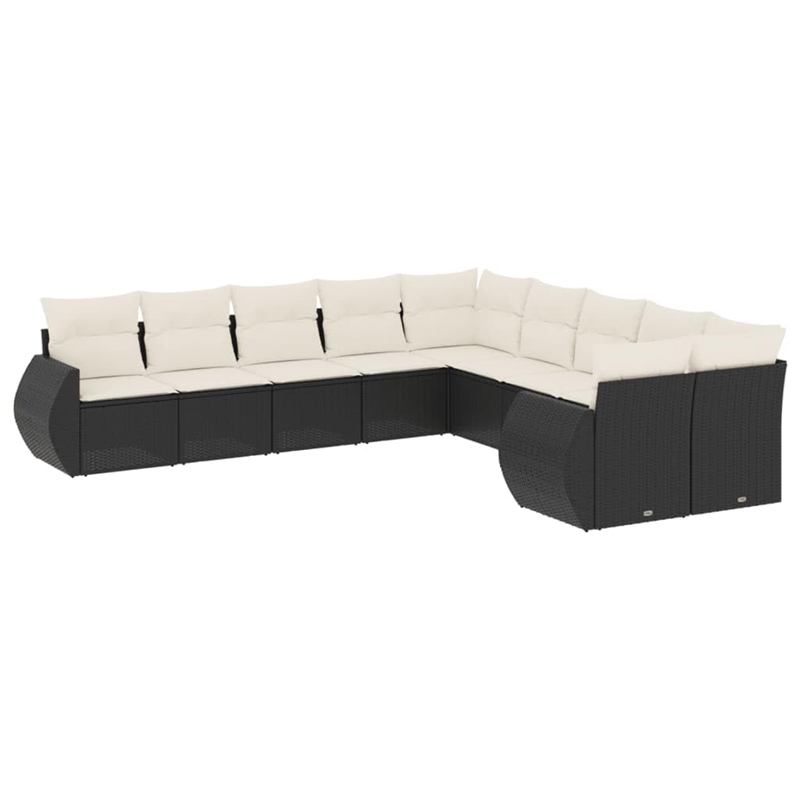 Afuera Living 10 Piece Poly Rattan Large Sofa Set in Black/Cream