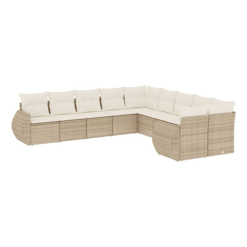 Afuera Living Contemporary 10 Piece Poly Rattan Large Sofa Set in Beige