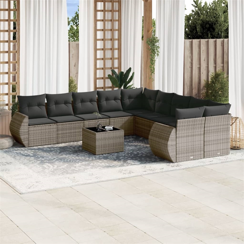Afuera Living Contemporary Poly Rattan Small Sofa Set in Gray
