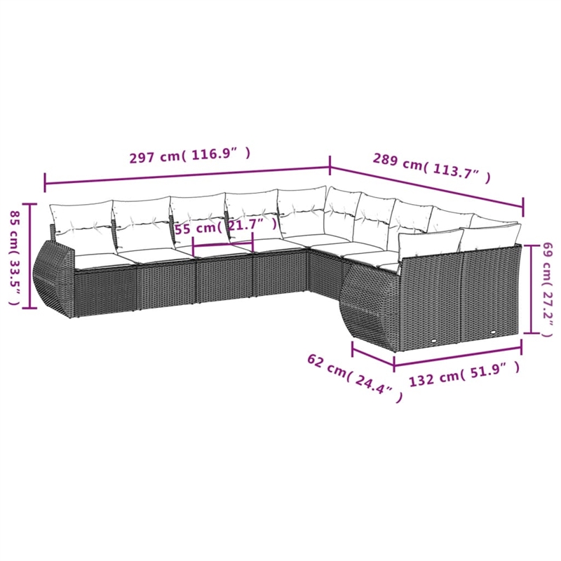 Afuera Living Contemporary Poly Rattan Small Sofa Set in Gray