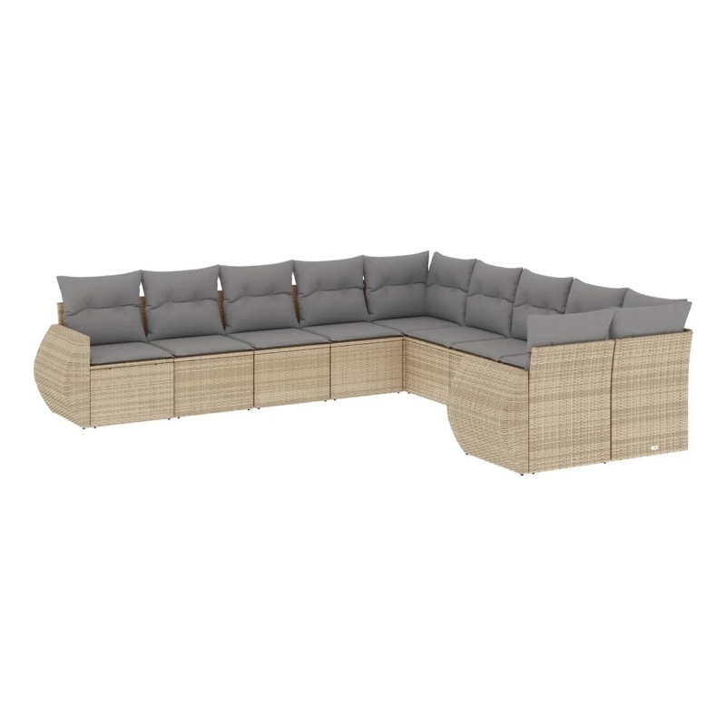 Afuera Living Synthetic Poly Rattan 10 Piece Large Sofa Set in Beige