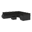 Afuera Living Contemporary Synthetic Poly Rattan 11 Piece  Sofa Set in Black