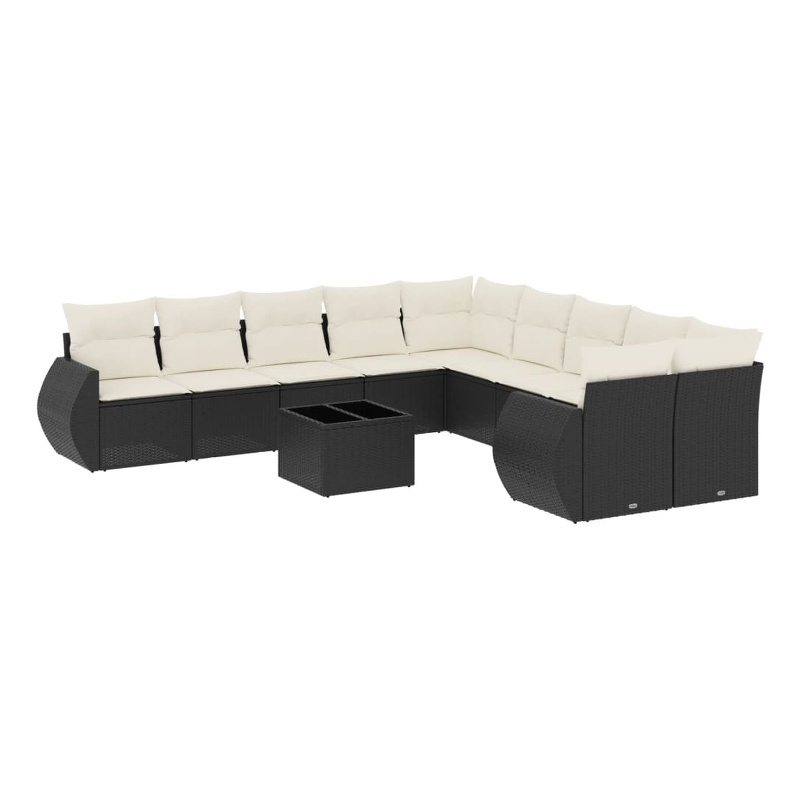 Afuera Living Contemporary 11 Piece Poly Rattan Sofa Set in Black/Cream