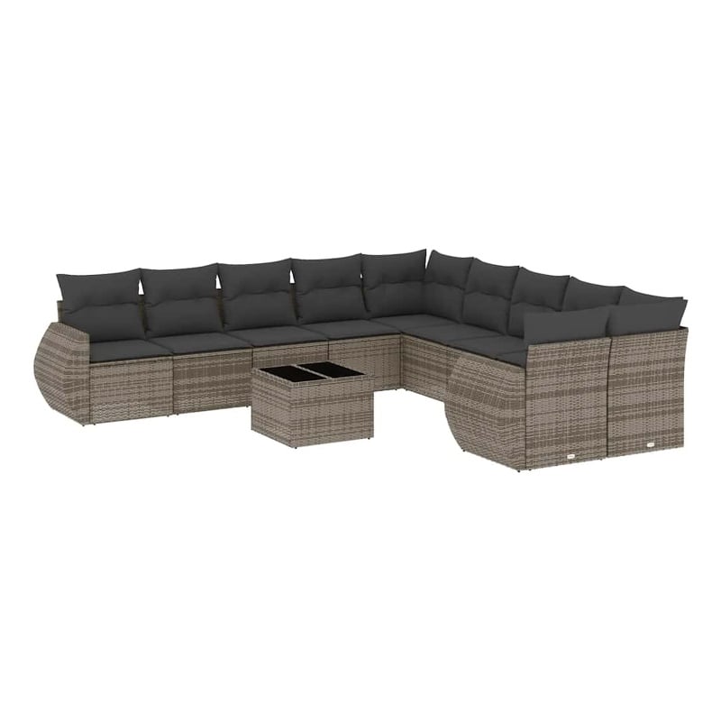 Afuera Living Contemporary 11 Piece Poly Rattan Sofa Set in Gray