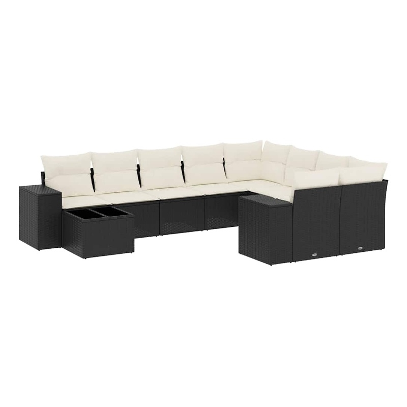 Afuera Living Contemporary Synthetic Poly Rattan Small Sofa Set in Black/Cream