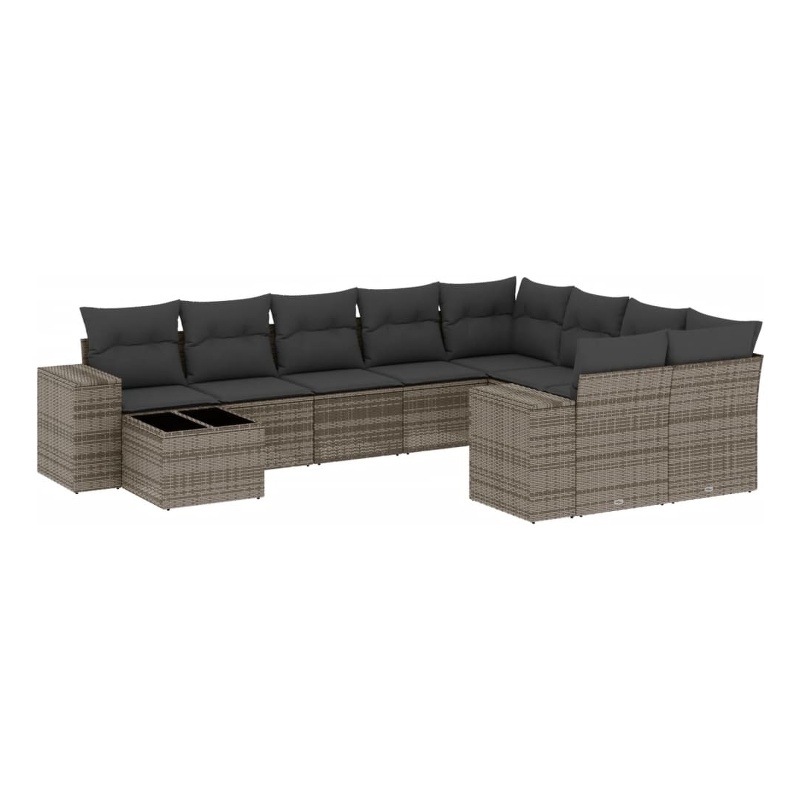 Afuera Living Contemporary 10 Piece Poly Rattan Sofa Set in Gray
