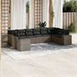 Afuera Living Contemporary Synthetic Poly Rattan 10 Piece  Sofa Set in Gray
