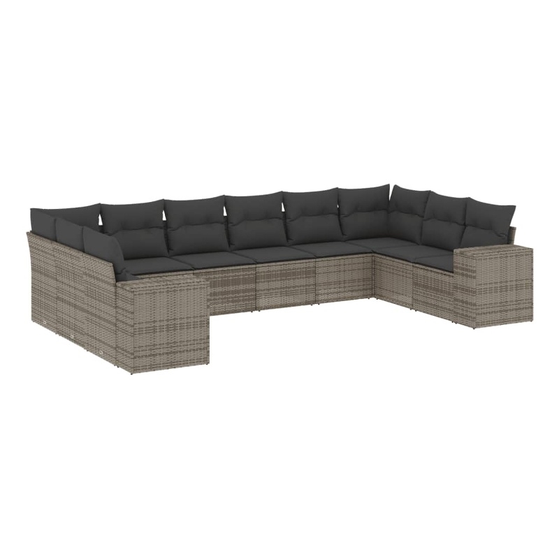 Afuera Living Contemporary Synthetic Poly Rattan 10 Piece  Sofa Set in Gray