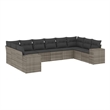 Afuera Living Contemporary Synthetic Poly Rattan 10 Piece  Sofa Set in Gray