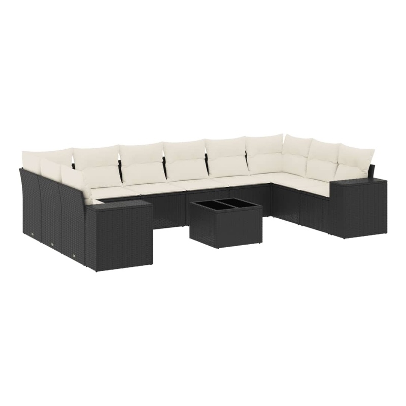 Afuera Living Contemporary 11 Piece Poly Rattan Sofa Set in Black