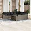 Afuera Living Contemporary Synthetic Poly Rattan 11 Piece  Sofa Set in Gray