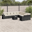 Afuera Living Synthetic Poly Rattan 11 Piece Sofa Set in Black/Cream