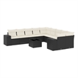 Afuera Living Synthetic Poly Rattan 11 Piece Sofa Set in Black/Cream