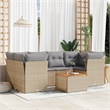 Afuera Living Contemporary Synthetic Poly Rattan 7 Piece Sofa Set in Beige