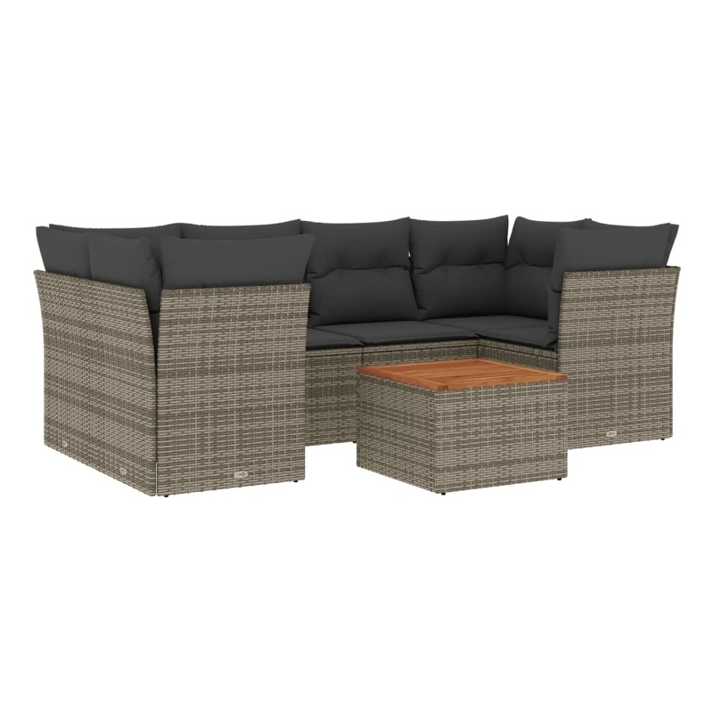 Afuera Living Contemporary 7 Piece Poly Rattan Sofa Set in Gray