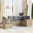 Afuera Living Contemporary 5 Piece Poly Rattan Sofa Set in Beige