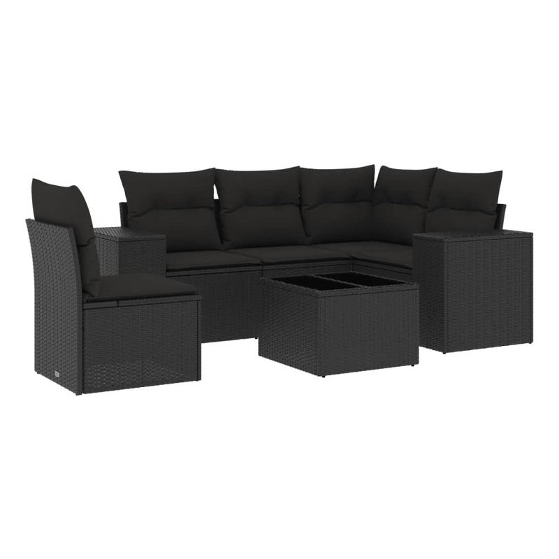 Afuera Living Contemporary 6 Piece Poly Rattan Sofa Set in Black