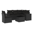 Afuera Living Contemporary 6 Piece Poly Rattan Sofa Set in Black