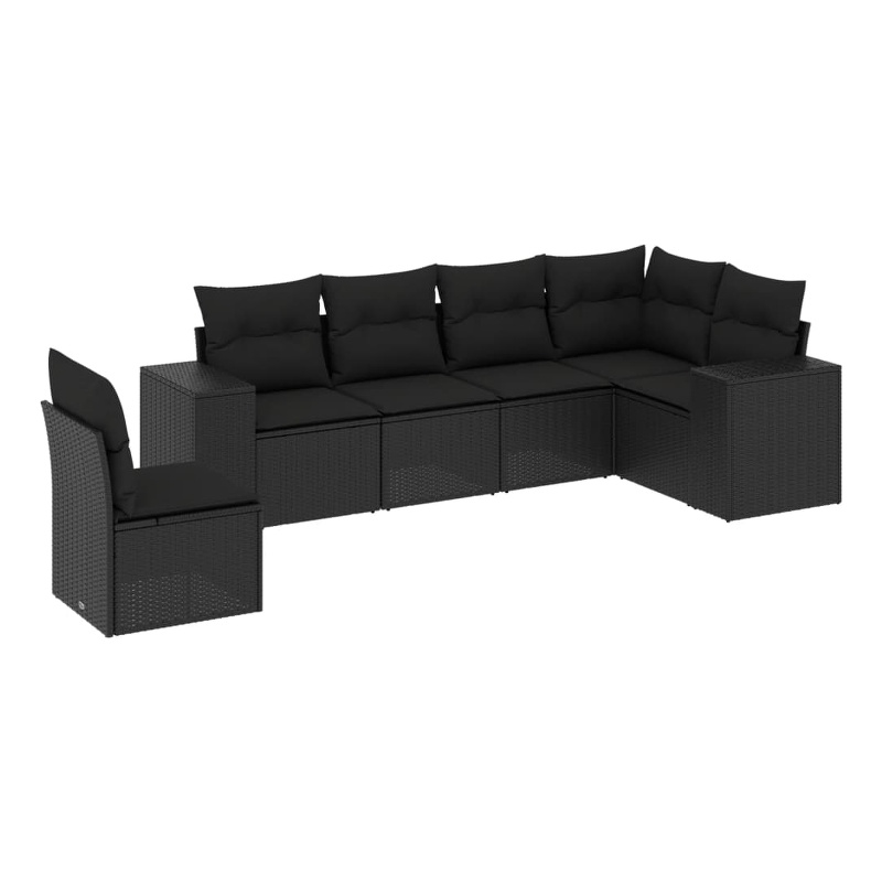Afuera Living Contemporary 6 Piece Poly Rattan Sofa Set in Black