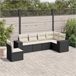 Afuera Living Contemporary Synthetic Poly Rattan  Sofa Set in Black/Cream