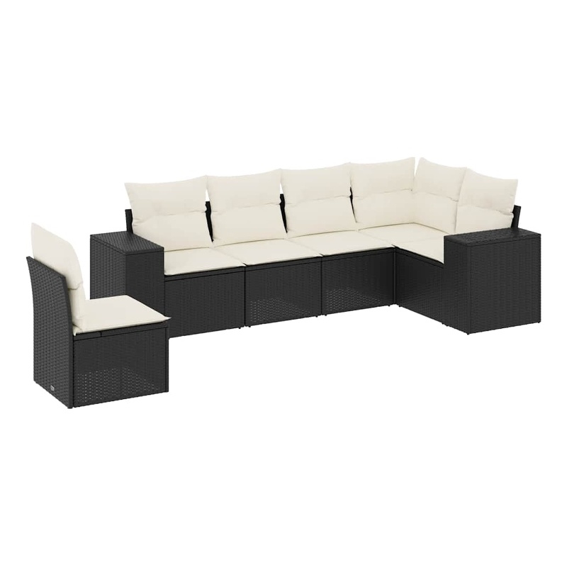 Afuera Living Contemporary Synthetic Poly Rattan  Sofa Set in Black/Cream