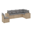Afuera Living Contemporary Synthetic Poly Rattan 6 Piece  Sofa Set in Beige
