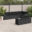 Afuera Living Contemporary 8 Piece Poly Rattan Sofa Set in Black