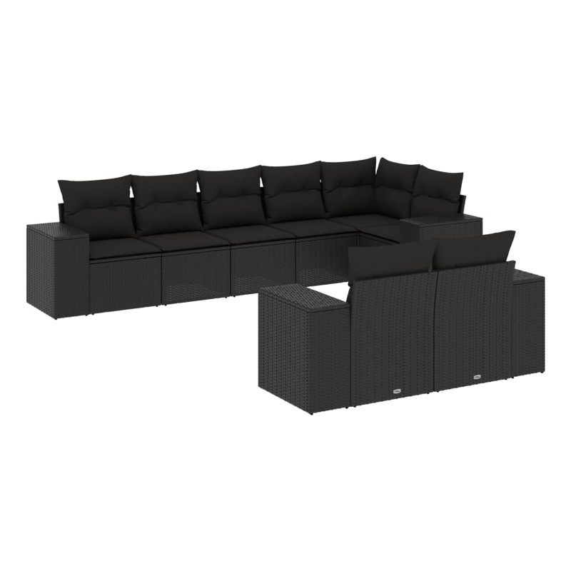 Afuera Living Contemporary 8 Piece Poly Rattan Sofa Set in Black