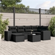 Afuera Living Contemporary 7 Piece Poly Rattan Sofa Set in Black