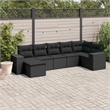 Afuera Living Contemporary 7 Piece Poly Rattan Small Sofa Set in Black