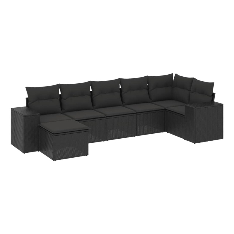 Afuera Living Contemporary 7 Piece Poly Rattan Small Sofa Set in Black