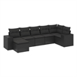 Afuera Living Contemporary 7 Piece Poly Rattan Small Sofa Set in Black