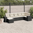 Afuera Living Contemporary Synthetic Poly Rattan  Sofa Set in Black/Cream