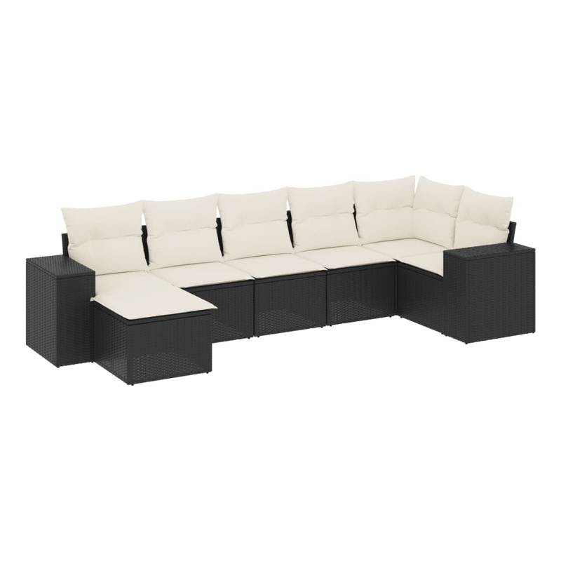 Afuera Living Contemporary Synthetic Poly Rattan  Sofa Set in Black/Cream