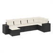 Afuera Living Contemporary Synthetic Poly Rattan  Sofa Set in Black/Cream