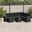 Afuera Living Contemporary Synthetic Poly Rattan 8 Piece Sofa Set in Black