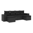 Afuera Living Contemporary 6 Piece Poly Rattan Sofa Set in Black