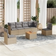 Afuera Living Contemporary Synthetic Poly Rattan 7 Piece Sofa Set in Gray/Beige