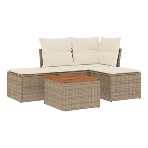 Afuera Living Contemporary 5 Piece Steel Small Sofa Set in Beige